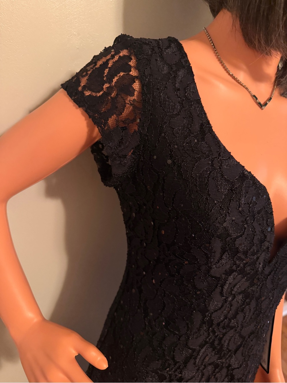 connected apparel Black Lace Sequin Long-Sleeve Evening Gown - Picture 10 of 14